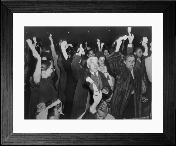 Framed Print : Charlie Chaplin with wife Oona at Hollywood Bowl campaign rally for Henry Wallace in 1948 Framed Print : Charlie Chaplin with wife Oona at Hollywood Bowl campaign rally for Henry Wallace in 1948