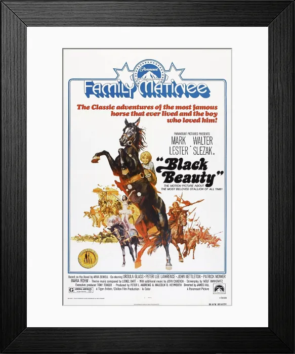 Framed Print : BLACK BEAUTY, poster art, l-r: Black Beauty, Mark Lester, 1971 Framed Print : BLACK BEAUTY, poster art, l-r: Black Beauty, Mark Lester, 1971