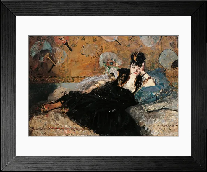 Framed Print : Woman with Fans (Nina de Callias), by Edouard Manet, 1873 - 1874 about, 19th Century, oil on canvas, cm 113, 5 x 166, 5 - France, Ile de France, Paris, Muse dOrsay, RF2850. All Framed Print : Woman with Fans (Nina de Callias), by Edouard Manet, 1873 - 1874 about, 19th Century, oil on canvas, cm 113, 5 x 166, 5 - France, Ile de France, Paris, Muse dOrsay, RF2850. All