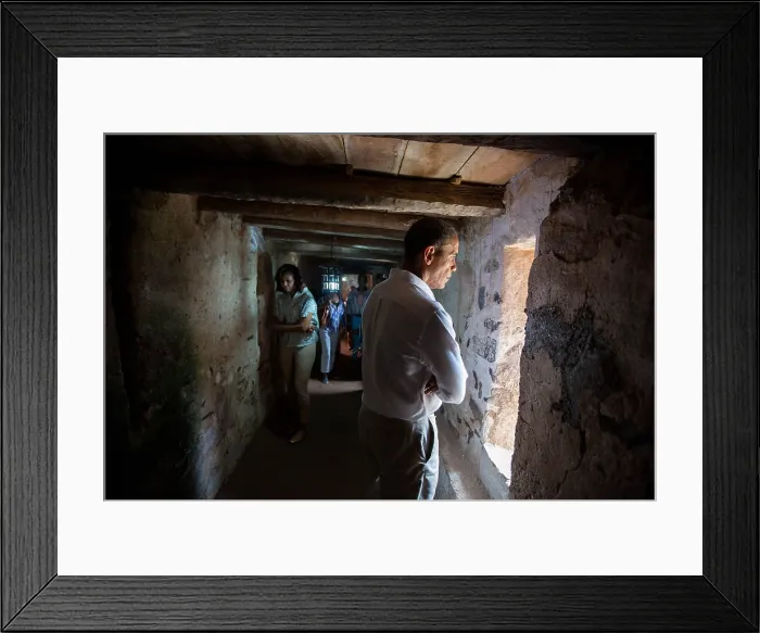 Framed Print : President Barack Obama and Michelle tour the Maison des Esclaves Museum on Goree Island, Senegal. June 27, 2013 (BSLOC_2015_3_200)