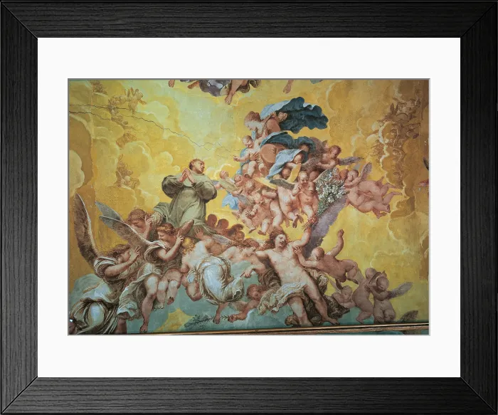 Framed Print : Glory of St Anthony of Padua, by Pietro Liberi, 1665, 17th Century, fresco, - Italy, Veneto, Padua, SantAntonio di Padova Basilica, sacristy vault. Detail Framed Print : Glory of St Anthony of Padua, by Pietro Liberi, 1665, 17th Century, fresco, - Italy, Veneto, Padua, SantAntonio di Padova Basilica, sacristy vault. Detail