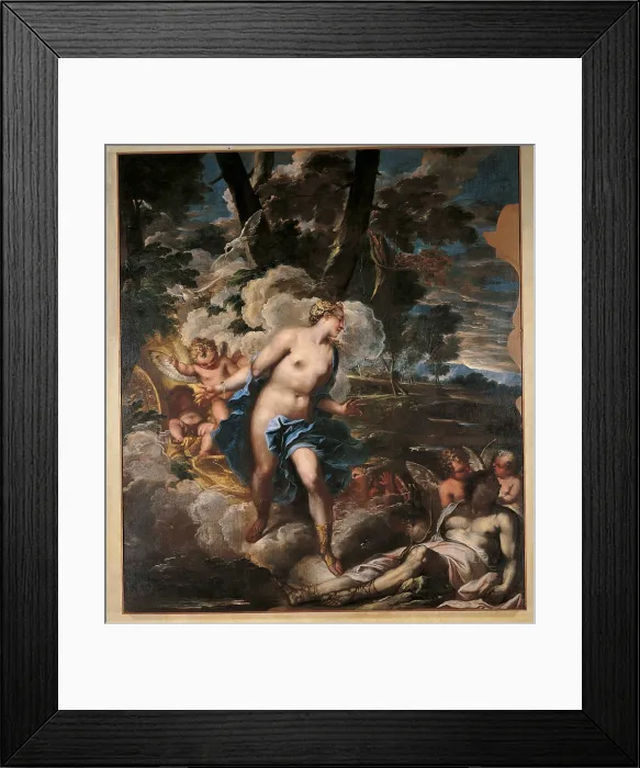 Framed Print : Death of Adonis, by Federico Cervelli, 1660 post, 17th Century, canvas, - Italy, Veneto, Padua, Palazzo Conti. All