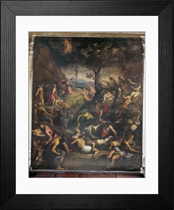 Framed Print : The Scourge of the Serpents, by Jacopo Negretti known as Palma the Younger, 1595 - 1600 about, 16th Century, canvas, cm 529 x 490 - Italy, Veneto, Venice, San Bartolomeo Church Framed Print : The Scourge of the Serpents, by Jacopo Negretti known as Palma the Younger, 1595 - 1600 about, 16th Century, canvas, cm 529 x 490 - Italy, Veneto, Venice, San Bartolomeo Church