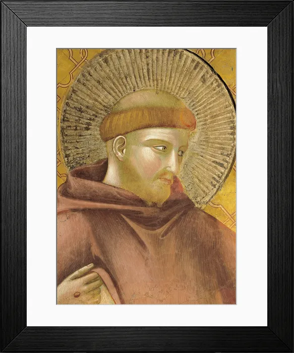 Framed Print : The Apparition to Gregory IX, by Giotto, 1300 - 1300, 14th Century, fresco, cm 270 x 230 - Italy, Umbria, Perugia, Assisi, Upper Basilica of San Francesco, nave. Detail