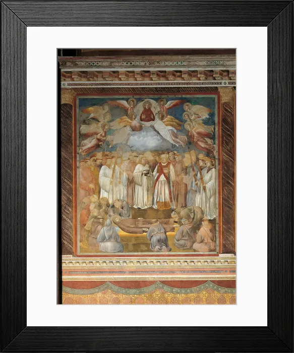 Framed Print : The Death of St Francis, by Giotto, 1300 - 1300, 14th Century, fresco, cm 270 x 230 - Italy, Umbria, Perugia, Assisi, Upper Basilica of San Francesco, nave. All