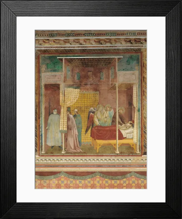 Framed Print : The Recovery of the Wounded Man of Lerida, by Giotto, 13th Century, 1290 -1295 about, fresco, cm - Italy, Umbria, Perugia, Assisi, Upper Basilica of San Francesco, nave. All Framed Print : The Recovery of the Wounded Man of Lerida, by Giotto, 13th Century, 1290 -1295 about, fresco, cm - Italy, Umbria, Perugia, Assisi, Upper Basilica of San Francesco, nave. All