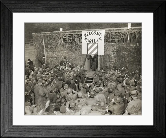 Framed Print : MPs hold back soldiers eager to see and take pictures of Marilyn Monroe. She performed ten shows in four days for U.S. Troops in Korea. Ca. Feb. 18-22, 1954. (BSLOC_2014_13_206) Framed Print : MPs hold back soldiers eager to see and take pictures of Marilyn Monroe. She performed ten shows in four days for U.S. Troops in Korea. Ca. Feb. 18-22, 1954. (BSLOC_2014_13_206)