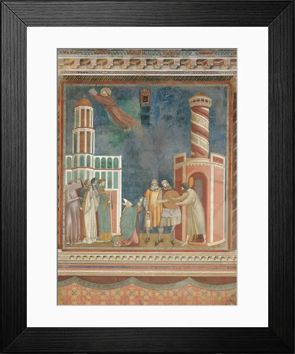 Framed Print : Stories of St Francis The Liberation from Prison of Pietro of Assisi the Heretic, by Giotto, 1300 - 1300, 14th Century, fresco, cm 270 x 230 - Italy, Umbria, Perugia, Assisi Framed Print : Stories of St Francis The Liberation from Prison of Pietro of Assisi the Heretic, by Giotto, 1300 - 1300, 14th Century, fresco, cm 270 x 230 - Italy, Umbria, Perugia, Assisi