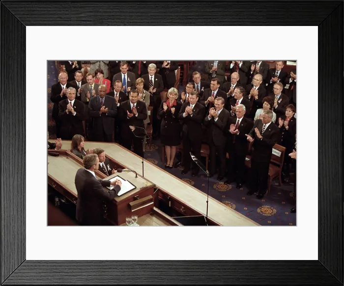 Framed Print : President George W. Bush speaks to a Joint Session of Congress about the 9-11 Terrorist Attacks. Sept. 20, 2001