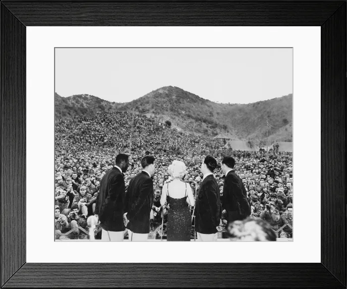 Framed Print : Marilyn Monroe performing for an estimated 13, 000 men of the First Marine Division in Korea. Ca. Feb. 18-22, 1954. (BSLOC_2014_13_211) Framed Print : Marilyn Monroe performing for an estimated 13, 000 men of the First Marine Division in Korea. Ca. Feb. 18-22, 1954. (BSLOC_2014_13_211)