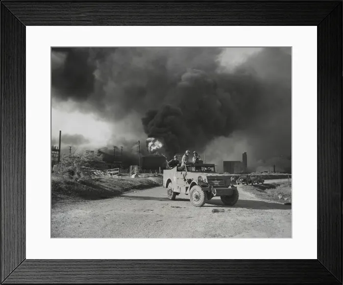 Framed Print : U.S. Army troops block the road into the Texas City disaster area on April 17, 1947 Framed Print : U.S. Army troops block the road into the Texas City disaster area on April 17, 1947