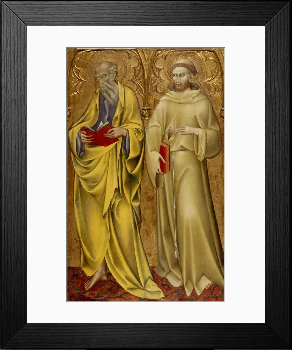 Framed Print : SAINTS MATTHEW AND FRANCIS, by Giovanni di Paolo, 1435, Italian Renaissance tempera painting. This is a panel from a larger altarpiece Framed Print : SAINTS MATTHEW AND FRANCIS, by Giovanni di Paolo, 1435, Italian Renaissance tempera painting. This is a panel from a larger altarpiece