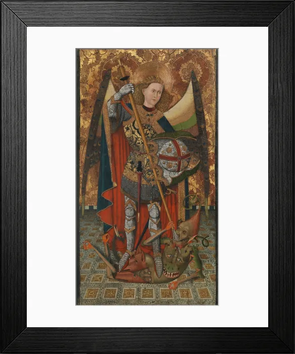 Framed Print : SAINT MICHAEL, by Master of Belmonte, 1450-1500, Netherlandish, Northern Renaissance oil painting. The Archangel Michael symbolizes the triumph over evil