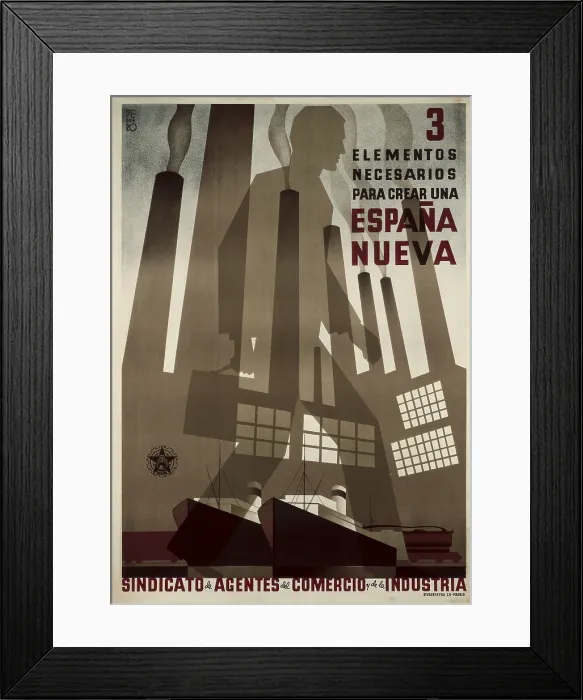 Framed Print : Spanish Civil War. 'Tres elementos necesarios para crear una nueva Espana' ('Three required elements to set up a new Spain') Framed Print : Spanish Civil War. 'Tres elementos necesarios para crear una nueva Espana' ('Three required elements to set up a new Spain')