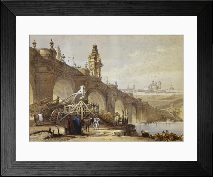 Framed Print : ROBERTS, David (1796-1864). Toledo Bridge in Madrid, circa 1832-1833. View of Madrid. Litography. SPAIN. Madrid. Museo de Historia
