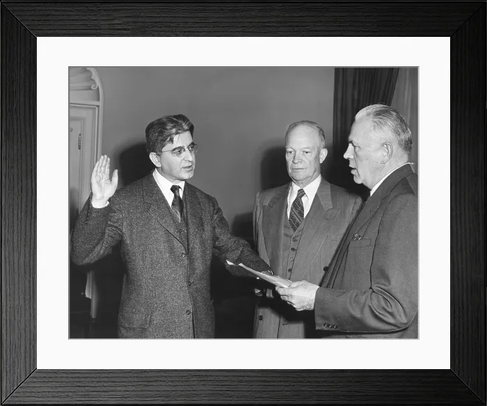 Framed Print : Arthur Burns sworn in as a member of the President's Council of Economic Advisors. March 19, 1953. From 1970-1978, he was Chairman of the Federal Reserve. - (BSLOC_2014_14_35) Framed Print : Arthur Burns sworn in as a member of the President's Council of Economic Advisors. March 19, 1953. From 1970-1978, he was Chairman of the Federal Reserve. - (BSLOC_2014_14_35)