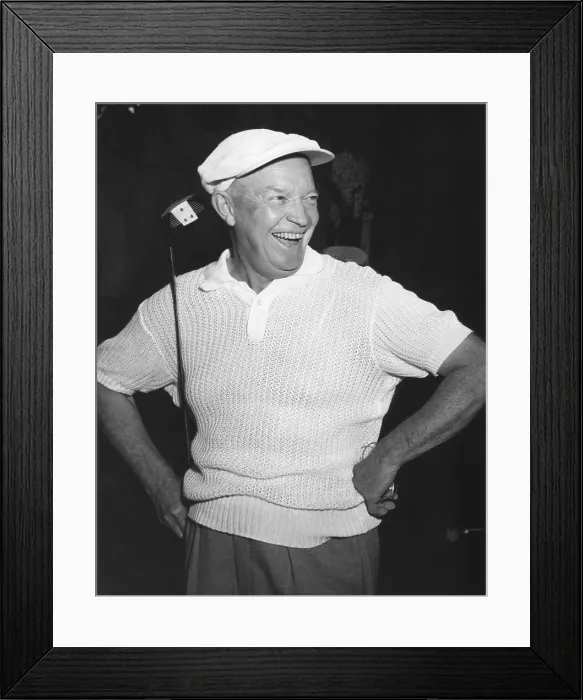 Framed Print : President Dwight Eisenhower smiling while golfing. Ca. 1954. - (BSLOC_2014_14_33) Framed Print : President Dwight Eisenhower smiling while golfing. Ca. 1954. - (BSLOC_2014_14_33)
