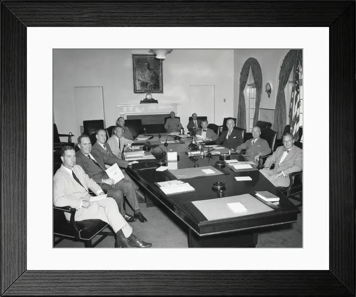 Framed Print : President Harry Truman with National Security Council, Aug. 19, 1948. Established in 1947, its members were from civilian, military, and intelligence agencies Framed Print : President Harry Truman with National Security Council, Aug. 19, 1948. Established in 1947, its members were from civilian, military, and intelligence agencies