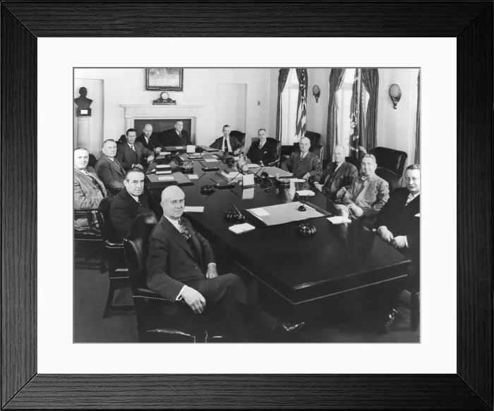 Framed Print : President Harry Truman with his Cabinet and other top advisors. Feb. 11, 1949