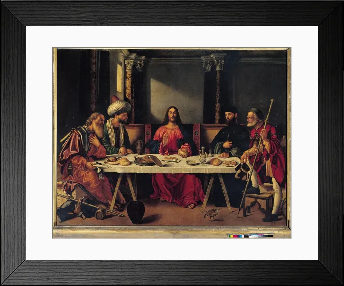 Framed Print : Supper at Emmaus, by Giovanni Bellini, 1513 ante, 15th Century, panel, - Italy, Veneto, Venice, San Salvador Church. All
