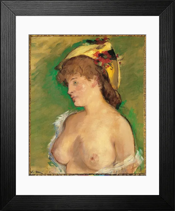 Framed Print : Blond Woman with Bare Breasts, by Edouard Manet, 1875 - 1878 about, 19th Century, oil on canvas, cm 62, 5 x 52 - France, Ile de France, Paris, Muse dOrsay, RF2637. All Framed Print : Blond Woman with Bare Breasts, by Edouard Manet, 1875 - 1878 about, 19th Century, oil on canvas, cm 62, 5 x 52 - France, Ile de France, Paris, Muse dOrsay, RF2637. All