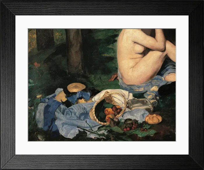 Framed Print : Breakfast in the Greenery, by Edouard Manet, 1863, 19th Century, oil on canvas, cm 208 x 264, 5 - France, Ile de France, Paris, Muse dOrsay. Detail Framed Print : Breakfast in the Greenery, by Edouard Manet, 1863, 19th Century, oil on canvas, cm 208 x 264, 5 - France, Ile de France, Paris, Muse dOrsay. Detail