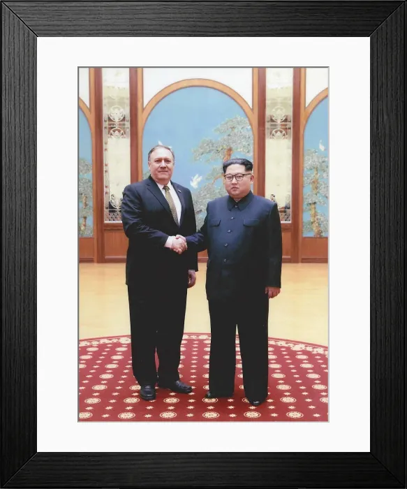 Framed Print : Mike Pompeo, then Director of the Central Intelligence Agency, meets with North Korea dictator Kim Jong-un, March 31, 2018 Framed Print : Mike Pompeo, then Director of the Central Intelligence Agency, meets with North Korea dictator Kim Jong-un, March 31, 2018