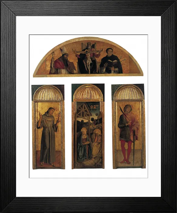 Framed Print : Triptych of the Nativity, by co-workers and Gentile Bellini, Jacopo Bellini, Giovanni Bellini, 1460, 15th Century, panel with gold ground
