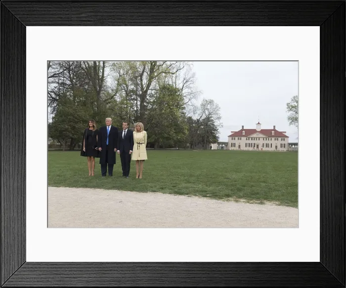 Framed Print : President Macron and Mrs. Macron of France are entertained at Mount Vernon, April 23, 2018 Framed Print : President Macron and Mrs. Macron of France are entertained at Mount Vernon, April 23, 2018