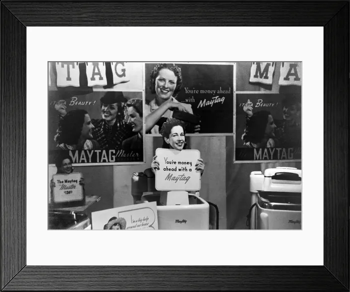 Framed Print : Maytag clothes washer exhibit at the Champlain Valley Exposition, Vermont in Aug. 1941. (BSLOC_2014_13_221)