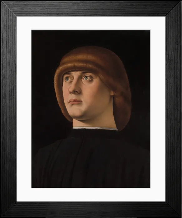 Framed Print : PORTRAIT OF A YOUNG MAN, by Jacometto, 1480s, Italian Renaissance painting, oil on wood