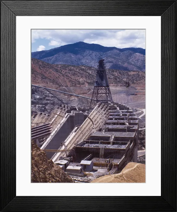 Framed Print : Shasta dam under construction, California. Built on the Sacramento River from 1938-1945