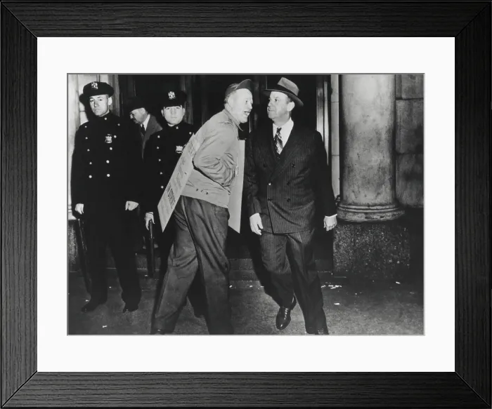 Framed Print : Striker from United Financial Employees (AFL), heckling a businessman who crossed a picket line