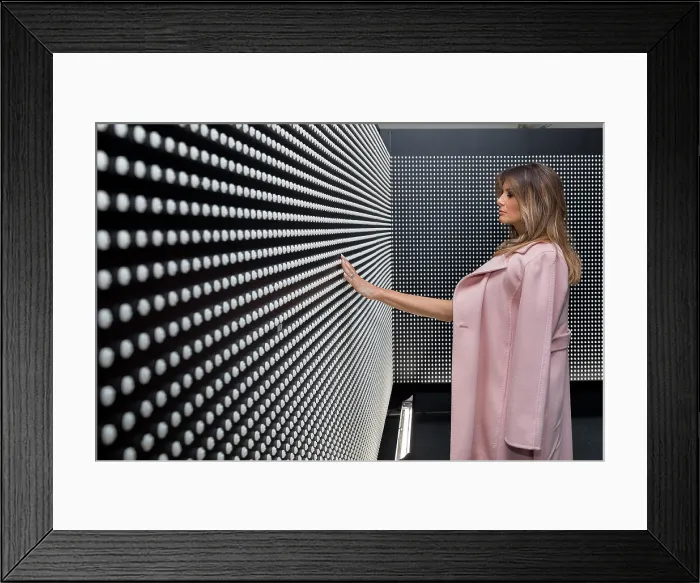 Framed Print : First Lady Melania Trump visits the Prescribed to Death opioid memorial, April 16, 2018