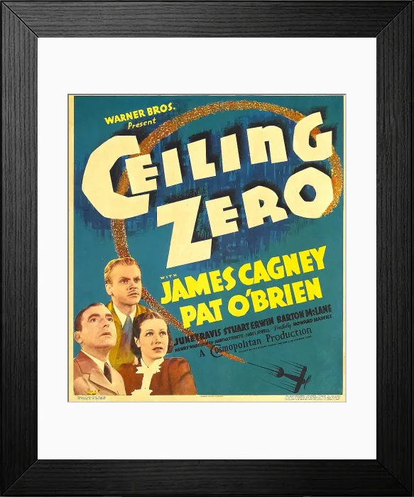Framed Print : CEILING ZERO, from left: Pat O'Brien, James Cagney, June Travis on window card, 1936