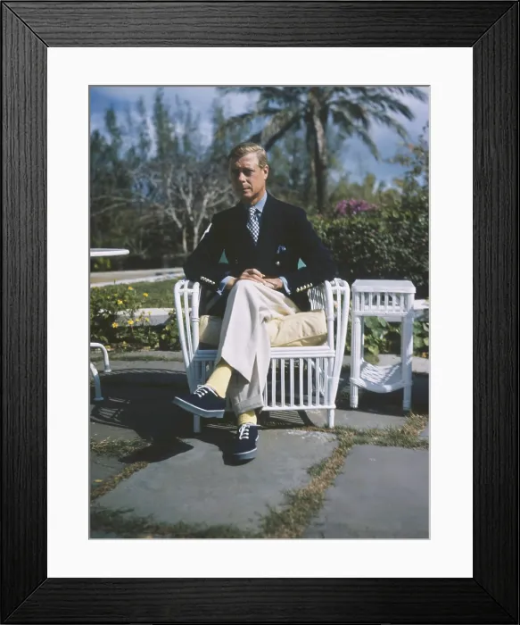 Framed Print : Duke of Windsor, the former King Edward VIII of England, sitting in a tropical terrace, c. 1950 Framed Print : Duke of Windsor, the former King Edward VIII of England, sitting in a tropical terrace, c. 1950