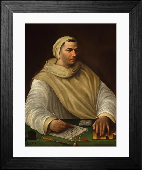 Framed Print : PORTRAIT OF AN OLIVETAN MONK, by Baldassare Tommaso Peruzzi, 1500-36, Italian Renaissance oil painting Framed Print : PORTRAIT OF AN OLIVETAN MONK, by Baldassare Tommaso Peruzzi, 1500-36, Italian Renaissance oil painting