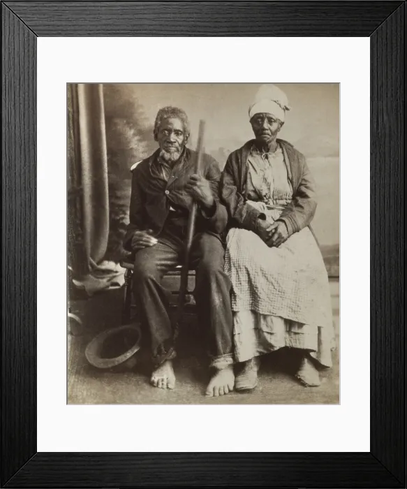 Framed Print : Jack and Abby Landlord, freed slaves in Savannah, Georgia, 1875. The elderly couple were enslaved until the end of the Civil War, when emancipated in old age