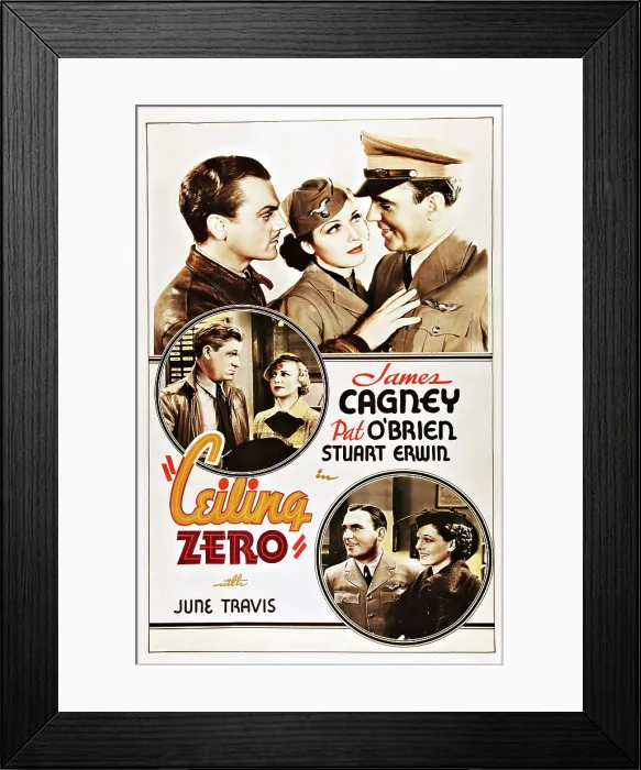 Framed Print : CEILING ZERO, US poster art, top from left: James Cagney, June Travis, Pat O'Brien; middle: Stu Erwin, Isabel Jewell; bottom: Pat O'Brien, Martha Tibbetts, 1936