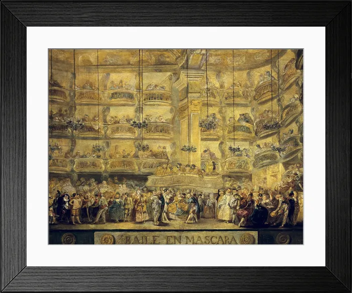 Framed Print : PARET y ALCAZAR, Luis (1746-1798). Dance in mask. 1766. Held in the Teatro del Principe, at Madrid. Baroque art. Oil on canvas. SPAIN. Madrid. Prado Museum