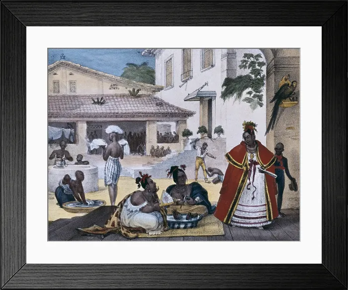 Framed Print : DEBRET, Jean Baptiste (1768-1848). A Colourful and Historic Journey to Brazil. 1839. Guarani women in the Interior of a Cigganos House (gypsy house). Costumbrism. Litography