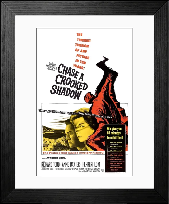 Framed Print : CHASE A CROOKED SHADOW, US poster, from left: Richard Todd, Anne Baxter, 1958