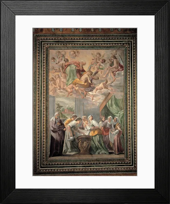 Framed Print : Caracciolo Giovanni Battista know as Battistello, The Birth of Mary, 1600 - 1615, 17th Century, fresco, Italy, Campania, Naples, The Nobili Oratory, Society of Jesus Framed Print : Caracciolo Giovanni Battista know as Battistello, The Birth of Mary, 1600 - 1615, 17th Century, fresco, Italy, Campania, Naples, The Nobili Oratory, Society of Jesus