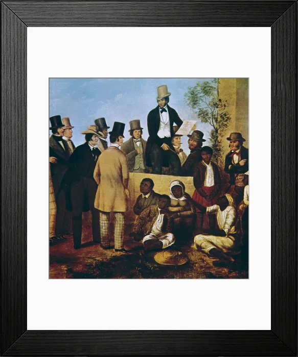 Framed Print : American Slave Market, 1852. Work by Taylor. Oil on canvas. - Iberfoto / Everett Collection (344266)**US SALES ONLY** Framed Print : American Slave Market, 1852. Work by Taylor. Oil on canvas. - Iberfoto / Everett Collection (344266)**US SALES ONLY**
