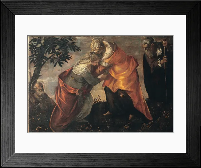 Framed Print : Robusti Jacopo known as Tintoretto, The Visitation, 1588, 16th Century, Unknow, Italy, Veneto, Venice, Scuola Grande di San Rocco, altar