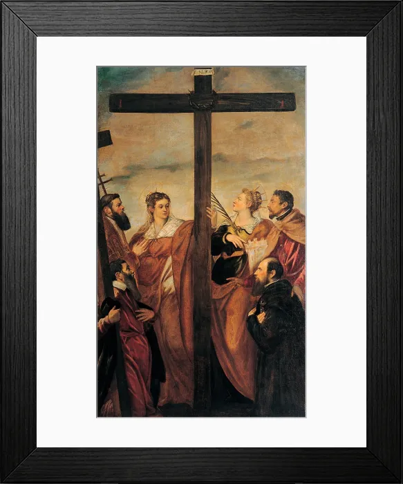 Framed Print : Robusti Jacopo known as Tintoretto, The Adoration of the Cross (St Helen, St Barbara, St Andrew, St Macarius, an unidentified Saint and a Devotee Worship the Holy Cross) Framed Print : Robusti Jacopo known as Tintoretto, The Adoration of the Cross (St Helen, St Barbara, St Andrew, St Macarius, an unidentified Saint and a Devotee Worship the Holy Cross)