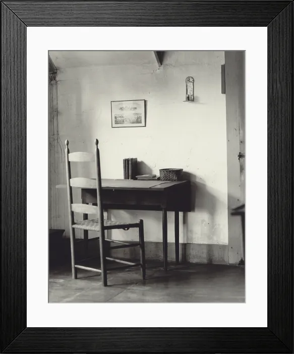 Framed Print : Shaker sewing table and chair at the Hancock Shaker Village near Pittsfield, Massachusetts