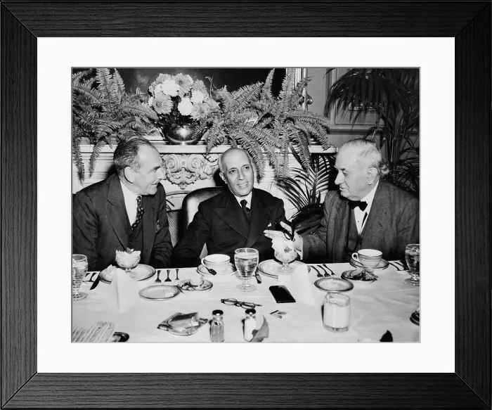 Framed Print : Prime Minister Jawaharlal Nehru at a Capitol luncheon, Oct. 13, 1949. L-R: Sec. of State Dean Acheson, Prime Minister of India Nehru, and Sen. Tom Connally. - (BSLOC_2014_15_103)