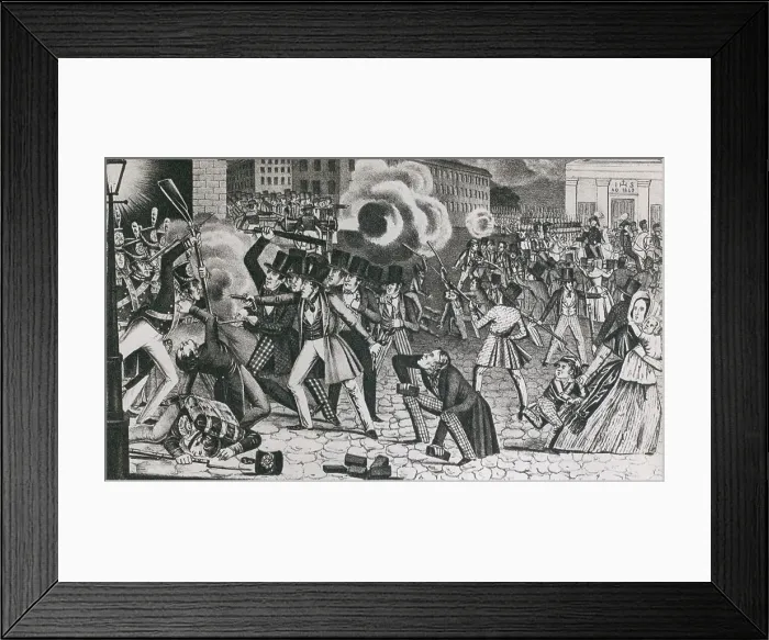Framed Print : 1844 riots in greater Philadelphia provoked by the anti-Catholic political party, Native Americans, occurring on May 6 and 8 and July 6 and 7, 1844 Framed Print : 1844 riots in greater Philadelphia provoked by the anti-Catholic political party, Native Americans, occurring on May 6 and 8 and July 6 and 7, 1844