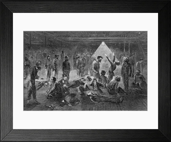 Framed Print : Steerage passengers suffering from Ship Fever, during the Atlantic crossing of the sail ship JAMES FOSTER from Liverpool to New York in 1869 Framed Print : Steerage passengers suffering from Ship Fever, during the Atlantic crossing of the sail ship JAMES FOSTER from Liverpool to New York in 1869